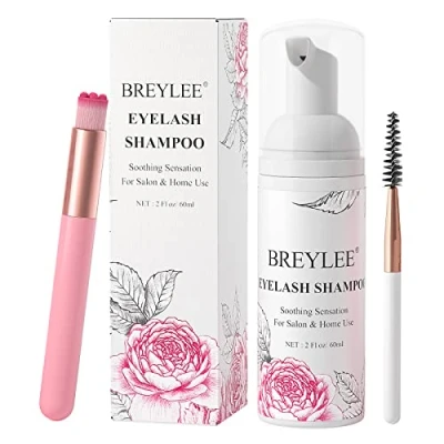 Image of Eyelash Extension Shampoo 60ml + Brush Mascara Wand Eyelid Foaming Cleansing,Lash Cleaner,Nourishing Formula,Paraben &amp; Sulfate Free,Makeup Remover,Salon and Home use