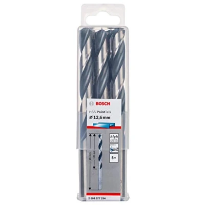 Image of Bosch Professional 5 Piece PointTeQ HSS Twist Drill Bit (for Metal, 12.6 x 101 151 mm, Driver Accessories)