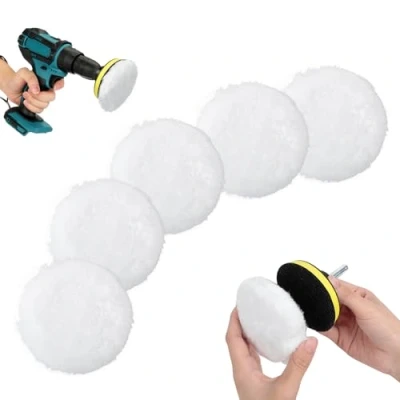 Image of AiQInu Car Polishing Pads For Drill,8 Pcs Wool 3 inch Buffing Pad Kit, Buffer Polisher Kit with M10 Drill Adapter, Furniture Waxing 80mm