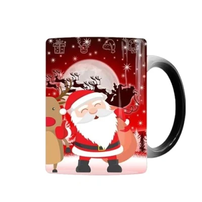 Image of Fukamou Christmas Heat Changing Mugs Sensitive Tea Cups Coffee Mug Sensitive, Magic Color Cups, Funny Drinking Cup for