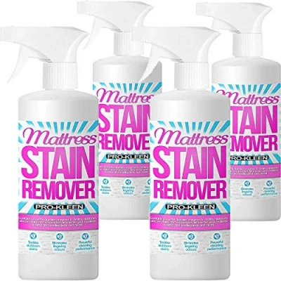 Image of Pro Kleen Mattress Stain Remover and Cleaner with Odour Neutraliser Removes Stains Caused by Urine, Blood, Vomit Faeces 4 x 500ml
