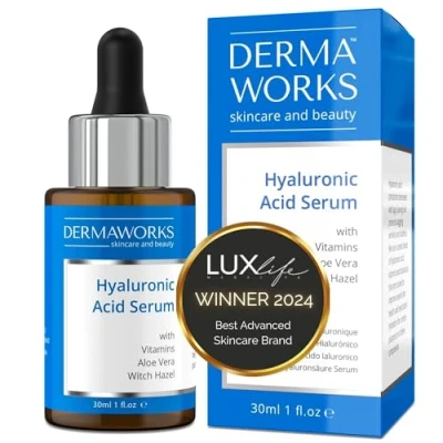 Image of Hyaluronic Acid Serum for Face Hydrating &amp; Anti Wrinkle Women Men Eye Microneedling with Vitamin C, E Aloe Vera Deep Moisture Glow