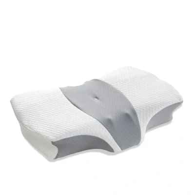 Image of Memory Foam Butterfly Pillow Contour Cervical Orthopaedic for Side &amp; Back Sleepers Ergonomic Neck and Shoulder Pain Temperature Regulate Hypoallergenic Case (Responsive Pillow)