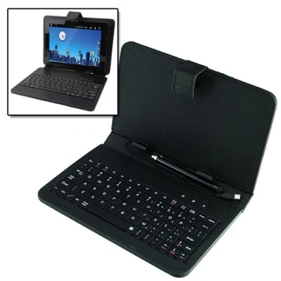 Image of Benross 49440 Keyboard Case Bundle for 10 inch Tablet (Faux Leather Protective Case, Stylus Pen, Screen Protector)