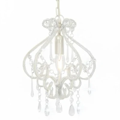 Image of vidaXL Ceiling Lamp with Beads Elegant Charm Contemporary Style Pendant Bedroom Hanging Living Room Chandelier White Round E14
