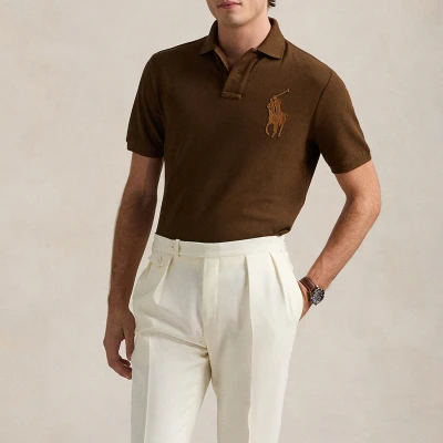 Image of Polo Ralph Lauren Classic FIT Leatherpony Shirt shirt, Men&#039;s, Size: Small, Chocolate mousse
