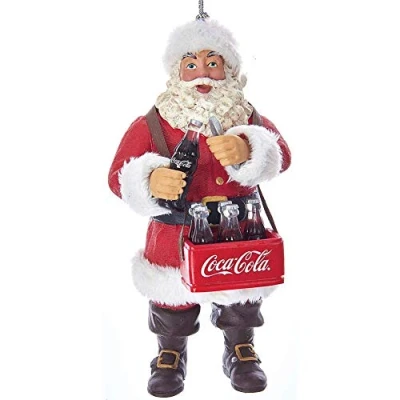 Image of Kurt Adler Coca Cola Santa Opening Coke Bottle Ornament