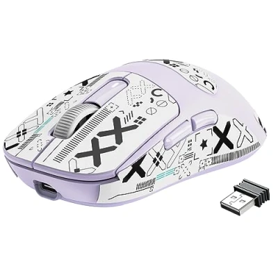 Image of VGN GAMEPOWER x ATTACK SHARK X3 SUPERLIGHT Wireless Gaming Mouse, 49g Ultralight Mice PixArt PAW3395, 26000 DPI, Tri mode 2.4G/Wired/Bluetooth, Mouse Grip Tape, 200 Hrs Battery, Lavender