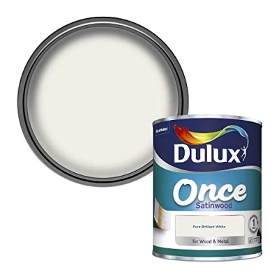 Image of Dulux Once Satinwood Paint For Wood And Metal Pure Brilliant White 750 ml