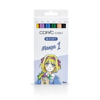Image of COPIC Ciao Coloured Marker Pen 5+1 Set Manga 1, For Art &amp; Crafts, Colouring, Graphics, Highlighter, Design, Anime, Professional Beginners, Supplies Colouring Books
