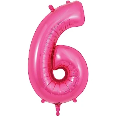 Image of Oaktree UK 34&quot; Pink Number 6 Foil Balloon