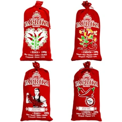 Image of Hungarian Paprika Premium Quality Sweet/Hot/Smoked (Origin: Kalocsa,Hungary) (All 4 taste, 4x100g)