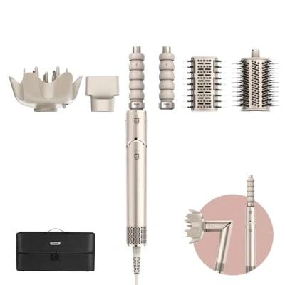 Image of Shark FlexStyle 5 in 1 Air Styler &amp; Hair Dryer Car Wrap Rollers Flat Brush Oval Nozzle Attachment Diffuser Storage Bag No Thermal Damage Champagne