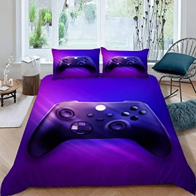 Image of Gamepad Bedding Sets Double Size Soft Microfiber Personalised Gamer 3D Bed 3 Pieces Small Duvet Cover with Zipper Quilt Anti Allergic