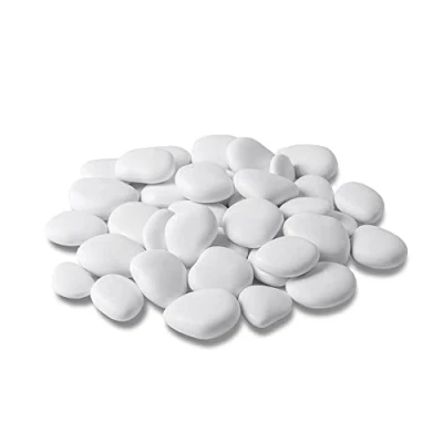 Image of Kalapanta Small size recycled plastic decorative pebbles for pots, painting, aquariums, garden, maxi pack, white