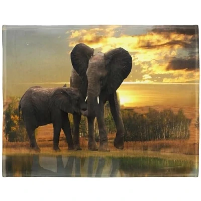 Image of YISUMEI Soft Fleece Blanket Mother Elephant Child, 150 x 200 cm Throw Suitable for Sofa or Bed