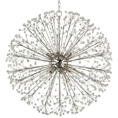 Image of Dunkirk 10 Light Chandelier Polished Nickel, Crystal