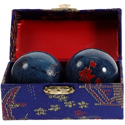 Image of Exercise Massage Fitness Balls, Injury Recovery, Reduce Stress, , Baoding, Meditation and Therapy Balls Hand (Blue)