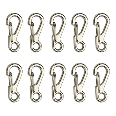 Image of Temlum 2.5 cm Tiny Carabiner Clip, Aluminum Keyring Clips Snap Hook Small for Keys, Backpack, Fishing, Camping, Outdoor (Silver, 10pcs)