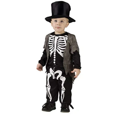Image of Toddler Boys Smart Skeleton Halloween Fancy Dress Costume Outfit Age 2 3 Years Black