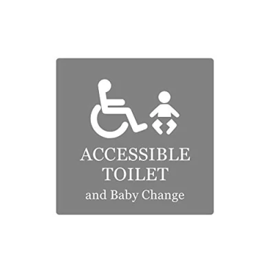 Image of Accessible Toilet and Baby Change Adhesive Sign Notice, Available in Grey White/Black White, 1.6mm waterproof hard wearing acrylic (Grey white)