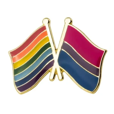 Image of Bisexual Friendship LGBT Rainbow Pride Flag Enamel Lapel Pin Badge