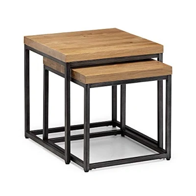 Image of Julian Bowen Brooklyn Nesting Lamp Tables, Oak/Gunmetal, One Size