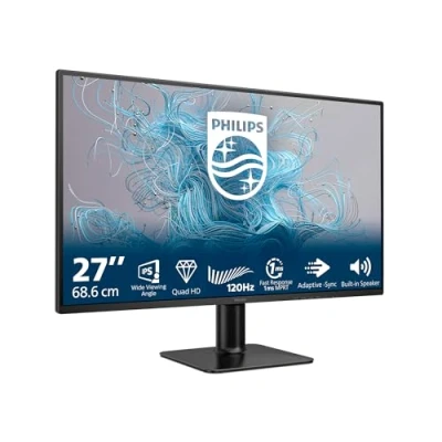 Image of Philips 27E2N2500 27 Inch QHD Monitor, 120Hz, IPS, 1ms MPRT Adaptive Sync HDR10 (2560x1440,HDMI 1x 2.0,DP 1.4) Black/red