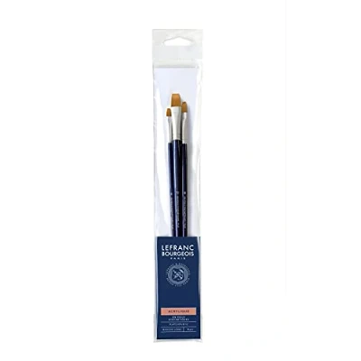 Image of Lefranc Bourgeois Painting, Flat Brush No. 4/8/12, Long Handle, 3 Flachpinsel (Nr. 4/8/12) Langer Stiel