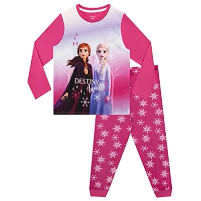 Image of Disney Girls Anna And Elsa Frozen Pyjamas Pink 5 6 Years