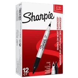 Image of Sharpie Twin Tip Marker Pens Pack of 12 Black