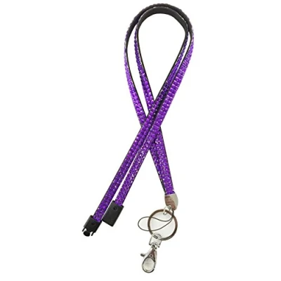 Image of Purple Bling Diamante Rhinestone (Breakaway) Lanyards for ID Card &amp; Key Badge Holder, USB Memory Stick Holder Rhinestonepurple