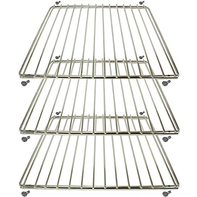 Image of SPARES2GO Chrome Adjustable Universal Fixed Arm Grill Shelf Compatible with Bush Oven Cooker &amp; (Pack of 3, 320mm x 360 620mm)