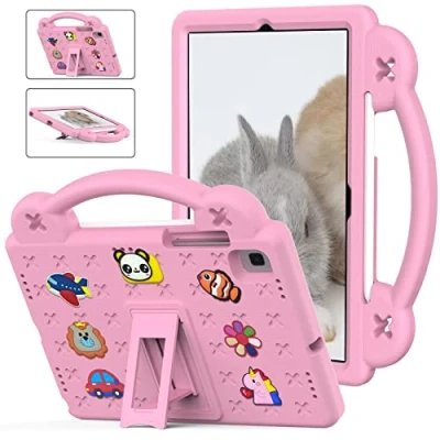 Image of Tablet Case For Samsung Galaxy Tab S5e T720 10.5 (2019) Kids Friendly DIY Cartton Cute Doll, Stand with Handle Lightweight EVA Foam Full Body Protection Shockproof Cover Pink