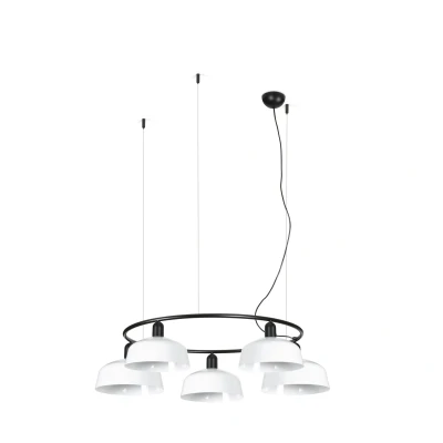 Image of Tatawin Medium Pendant Ceiling Light Black, Gloss White 5x E27