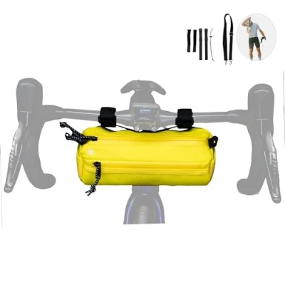 Image of Lumiere &amp; Co. Yellow Bike Handlebar Bag, Bicycle Front Mountain Storage, Frame Accessories, Pouch for