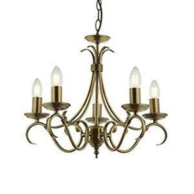 Image of Traditional 5 arm Ceiling Light with Candle Tube