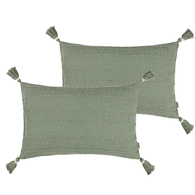 Image of Yard Caliche Textured Tasselled Feather Filled Cushion Twin Pack