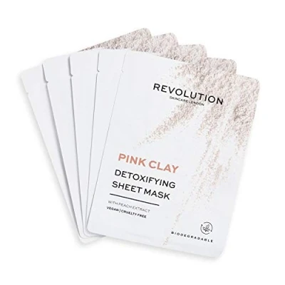 Image of Revolution Skincare Biodegradable Detoxifying Pink Clay Sheet Mask 5 Pack