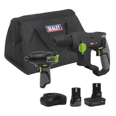 Image of Sealey 2 x 10.8V SV10.8 Series Rotary Hammer Drill &amp; Impact Driver Kit
