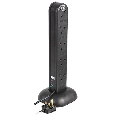 Image of PRO ELEC PELB1698 10 Gang Extension Tower, Black 2m Lead