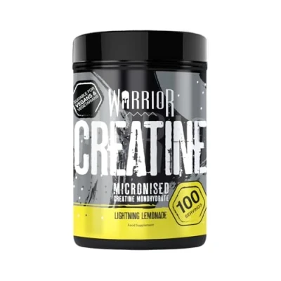 Image of Warrior Creatine Monohydrate Powder 500g Micronised for Easy Mixing and Consumption Proven to Improve Physical Performance/Recovery, 5g Servings (Lightning Lemonade)