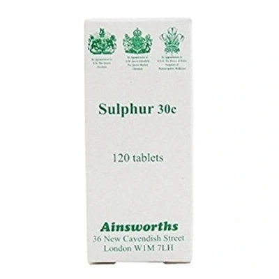 Image of Ainsworths 30C Sulphur Homoeopathic Remedy Pack of 120 Tablets