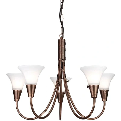 Image of Emily 5 Light Multi Arm Chandelier Copper Finish, E14
