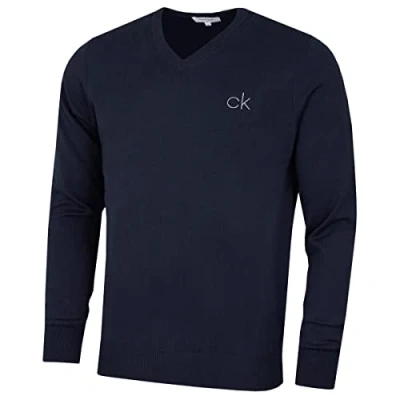 Image of Calvin Klein Mens V Neck Sweater Navy XL