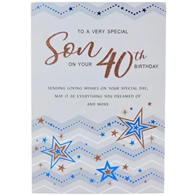 Image of Regal Publishing Modern Milestone Age Birthday Card 40th Son 9 x 6 inches,greyblueblack