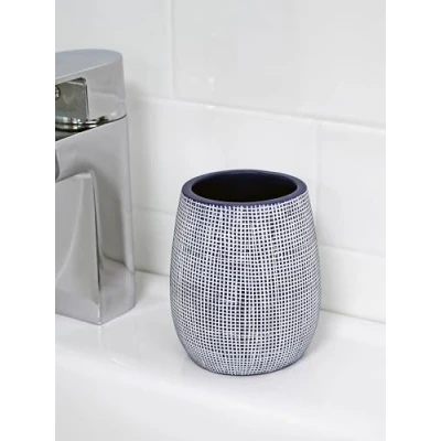 Image of Showerdrape Blue Bathroom Accessory Set 4 Pieces Resin Soap Tumbler Liquid Dispenser Toilet Brush (Tumbler)