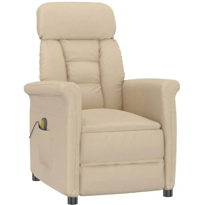 Image of vidaXL Massage Chair Cream Microfibre Fabric