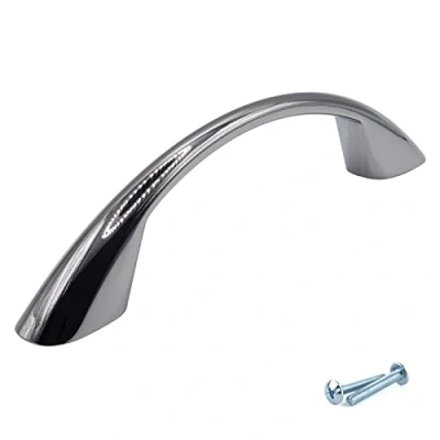 Image of M4TEC Bow Kitchen Cabinet Door Handles Cupboards Drawers Bedroom Furniture Pull Handle Polished Chrome. VD6 Series: 96 mm