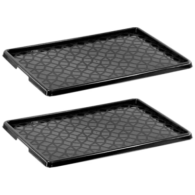 Image of GEEZY Shoe Drip Tray Rubber Boots Plastic for Indoor Outdoor Multi Purpose Use Door Mat Ideal Muddy Wellies Wet Shoes Pet Food Bowls Plants and More with Raised Edges Set of 2